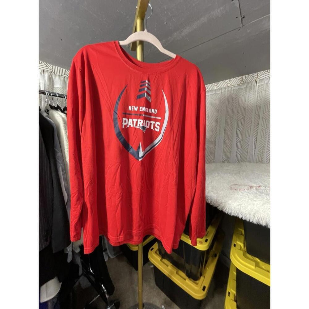 Nike NFL Dri-Fit Tee New England Patriots Long Sleeve Red T-Shirt Men's XXL